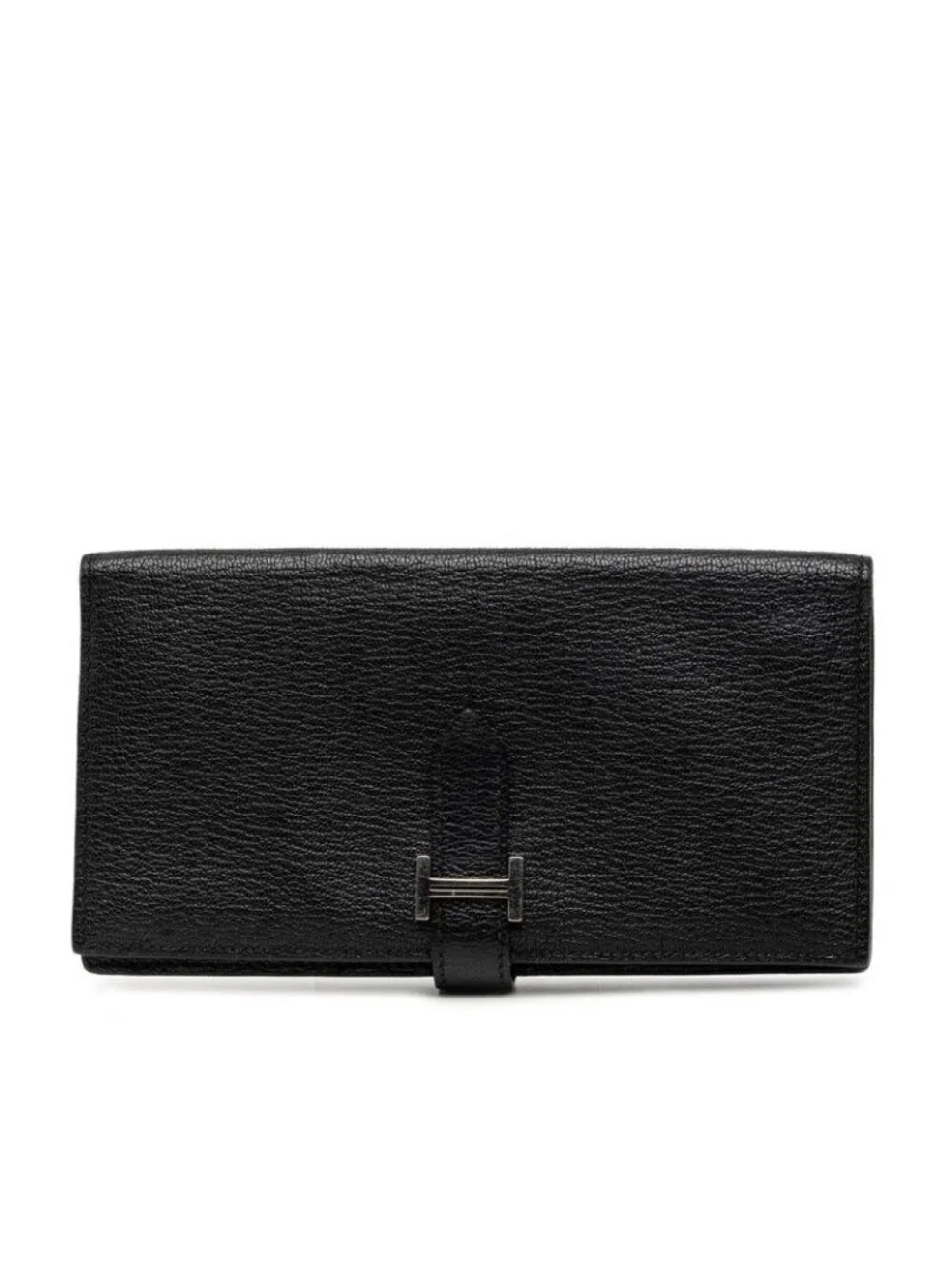 Hermes Bearn Souffle Wallet Noir Silver Chevre